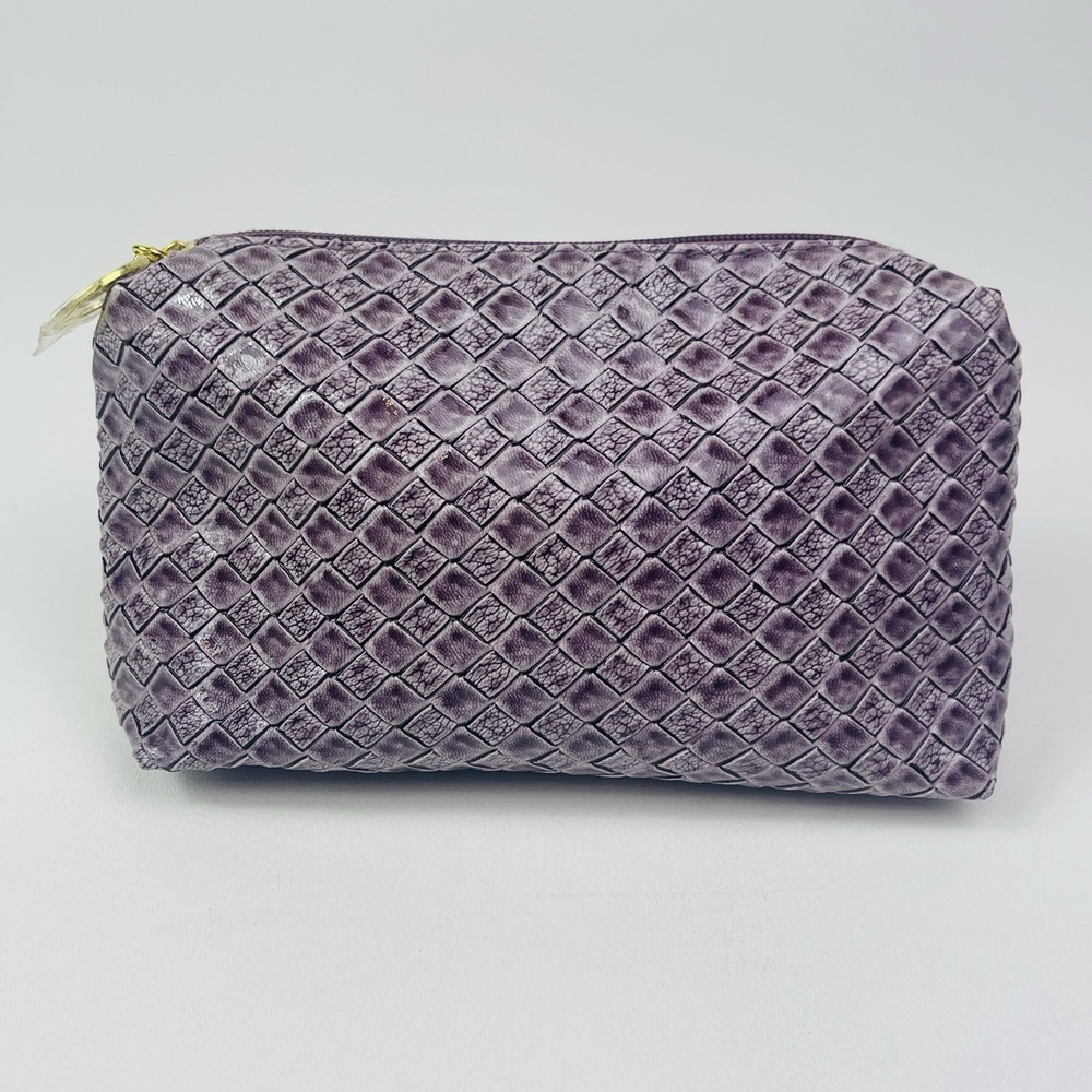 Estee Lauder Cosmetics Makeup Travel Bag Purple Pebble Weave 9x4